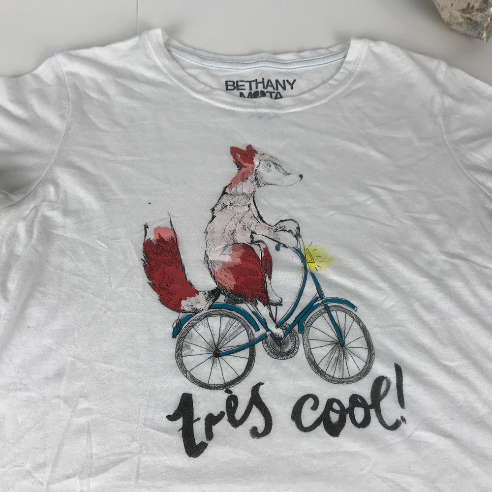 🌴 Bethany Mota Graphic crop T with Fox Sz L